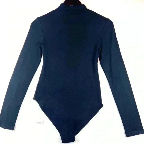 NEW Mango Pop mock neck long sleeve bodysuit size small black cut out chest - Picture 9 of 9